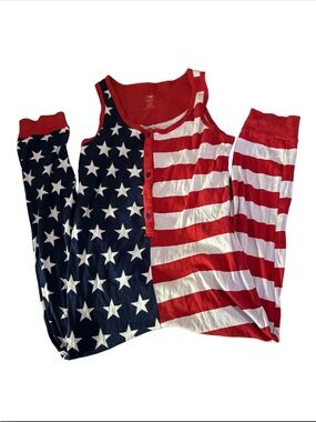 Snooze Button American Flag Patriotic Pajama Onesie XS